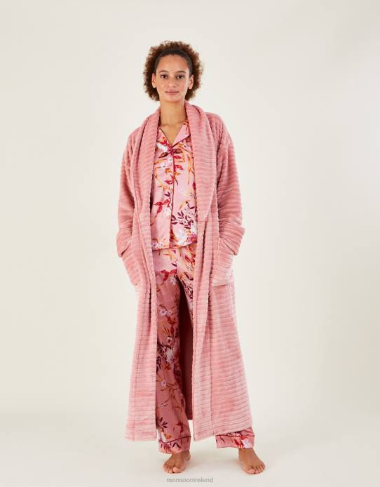 Monsoon Women Stripe Textured Dressing Gown 2Z2N950 Clothing Pink (Rose)