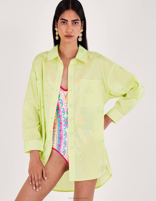 Monsoon Women Aztec Diamond Beach Shirt 2Z2N197 Clothing Green