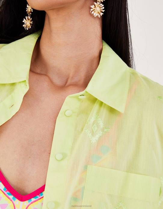 Monsoon Women Aztec Diamond Beach Shirt 2Z2N197 Clothing Green