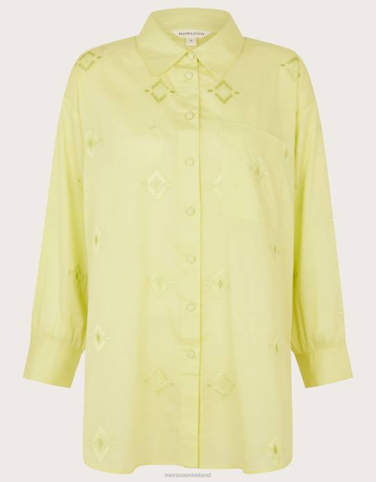 Monsoon Women Aztec Diamond Beach Shirt 2Z2N197 Clothing Green