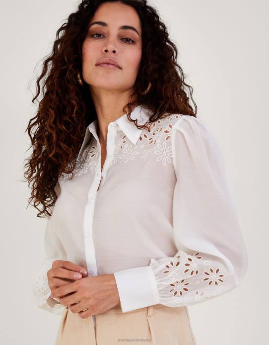 Monsoon Women Brie Cutwork Blouse 2Z2N754 Clothing Ivory