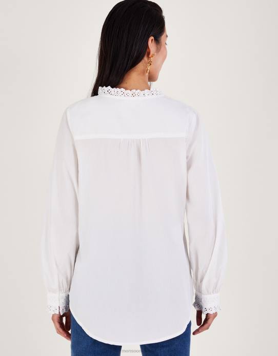 Monsoon Women Broderie Shirt 2Z2N132 Clothing White