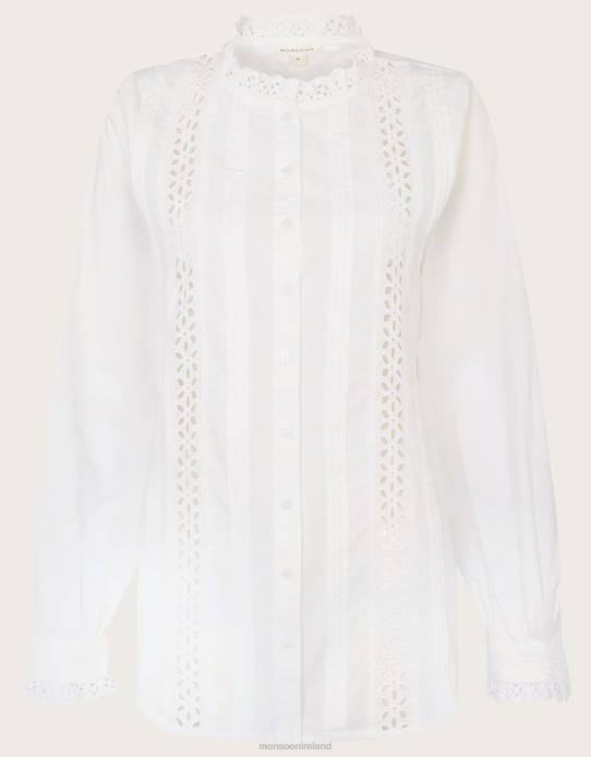 Monsoon Women Broderie Shirt 2Z2N132 Clothing White