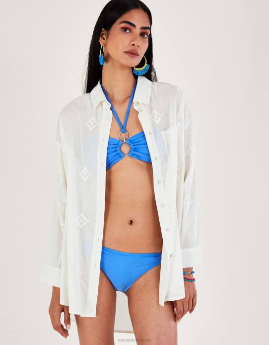 Monsoon Women Diamond Embroidered Beach Shirt 2Z2N2778 Clothing White
