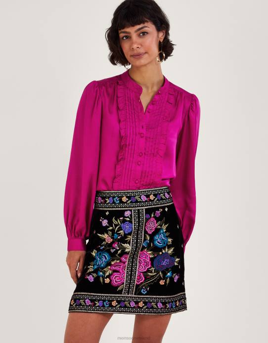 Monsoon Women Lana Ruffle Blouse 2Z2N66 Clothing Pink