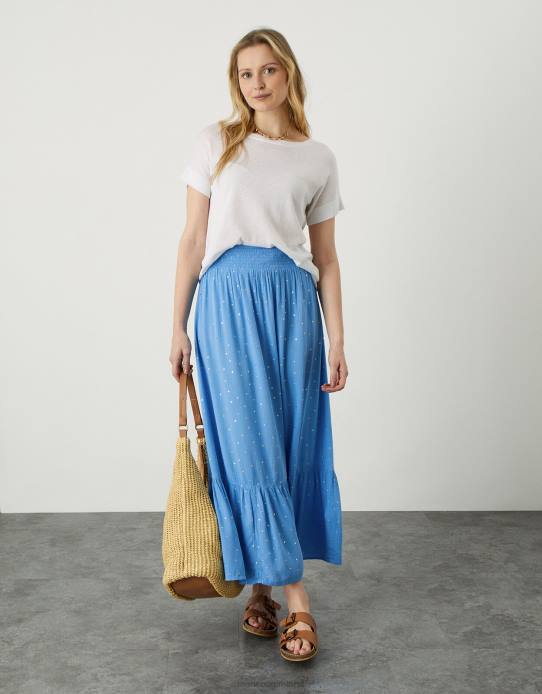 Monsoon Women Boho Foil Maxi Tier Skirt 2Z2N1134 Clothing Blue