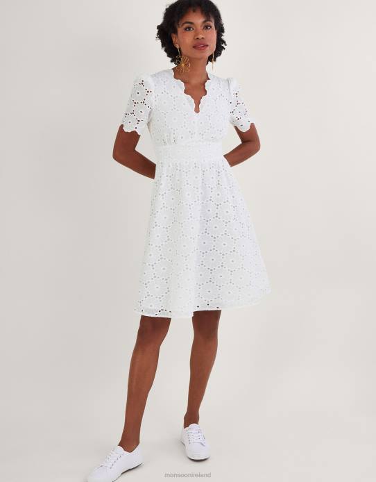 Monsoon Women Polly Broderie Dress 2Z2N1073 Clothing Ivory
