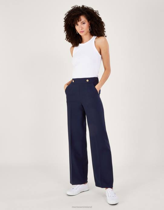 Monsoon Women Bridget Military Detail Trousers 2Z2N187 Clothing Blue (Navy)