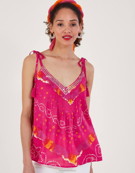 Monsoon Women Bandhani Dye Cami Top 2Z2N465 Clothing Pink