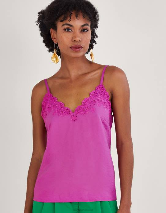 Monsoon Women Beatrice Cutwork Cami Top 2Z2N353 Clothing Pink