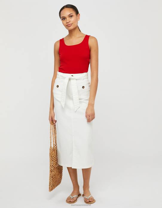 Monsoon Women Bridey Square Neck Jersey Vest 2Z2N1172 Clothing Red