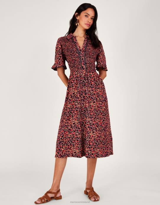 Monsoon Women Print Shirt Dress 2Z2N357 Clothing Red