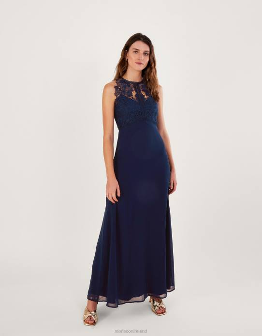 Monsoon Women Lena Lace Maxi Dress 2Z2N421 Clothing Blue (Navy)