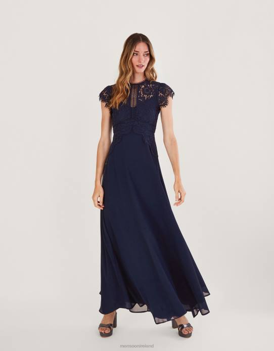 Monsoon Women Louise Lace Maxi Dress 2Z2N861 Clothing Blue (Navy)