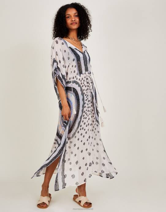 Monsoon Women Circle Print Maxi Kaftan in LENZING ECOVERO 2Z2N862 Clothing Ivory