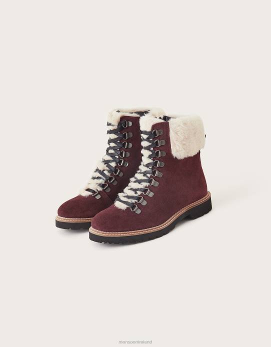Monsoon Women Barnes Suede Walking Boots 2Z2N1485 Footwear Red (Burgundy)