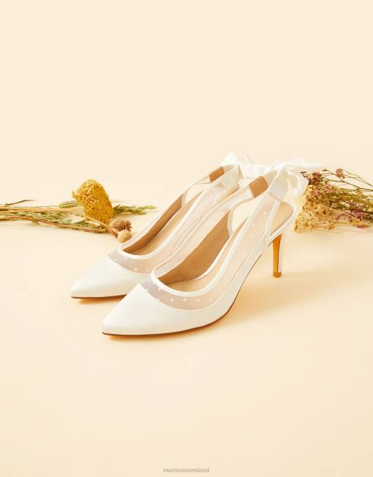 Monsoon Women Bow Mesh Slingback Bridal Heels 2Z2N1561 Footwear Ivory