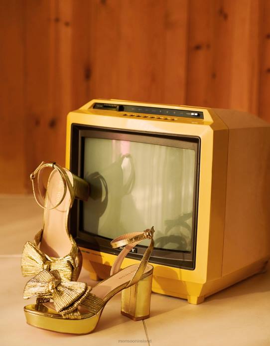 Monsoon Women Metallic Bow Platform Heels 2Z2N1461 Footwear Gold