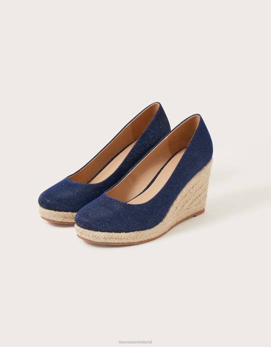 Monsoon Women Canvas Espadrille Wedges Blue 2Z2N1499 Footwear Blue (Navy)