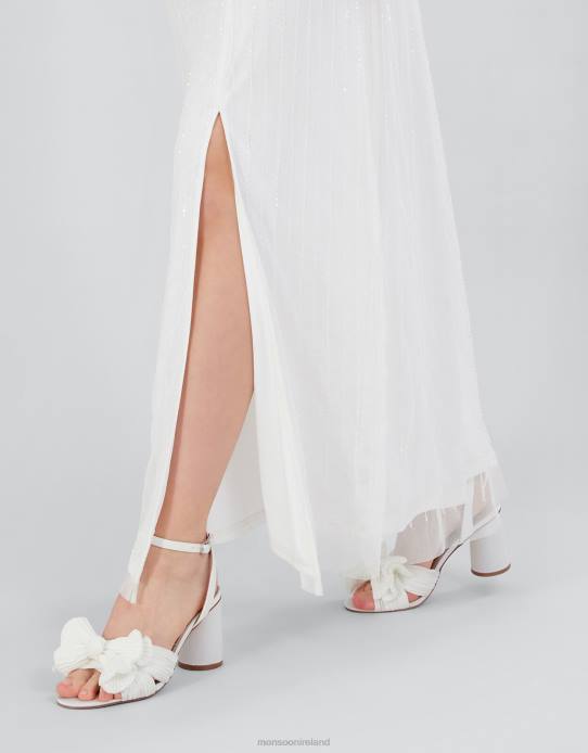 Monsoon Women Block Heel Bow Heeled Sandals 2Z2N1526 Footwear Ivory