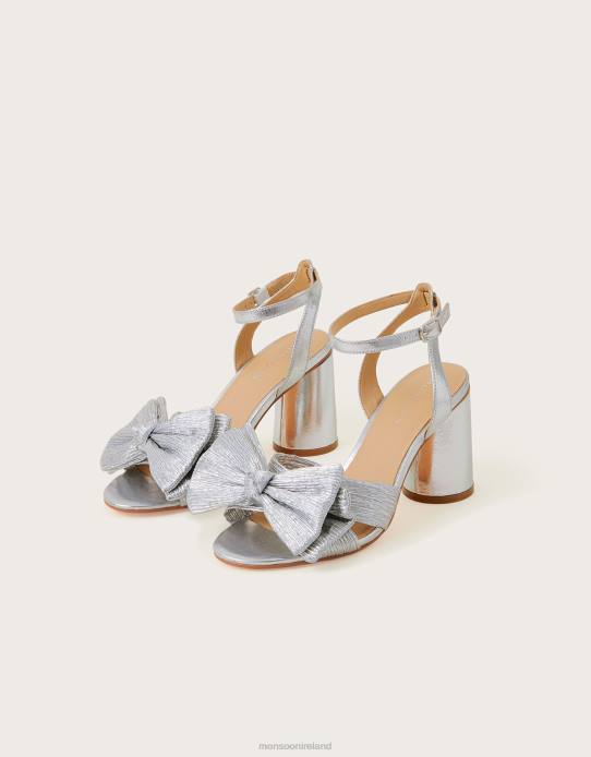Monsoon Women Bow Block Heel Sandals 2Z2N1500 Footwear Silver