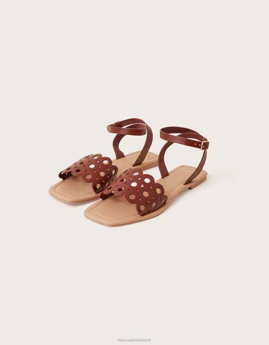 Monsoon Women Cutwork Leather Sandals 2Z2N1498 Footwear Tan