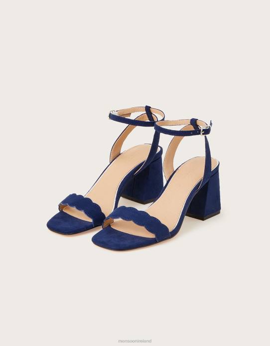 Monsoon Women Scallop Block Heel Sandals 2Z2N1552 Footwear Blue (Navy)