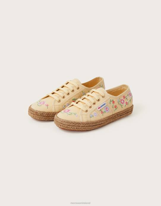 Monsoon Women Superga Embroidered Espadrille Trainers 2Z2N1474 Footwear Yellow